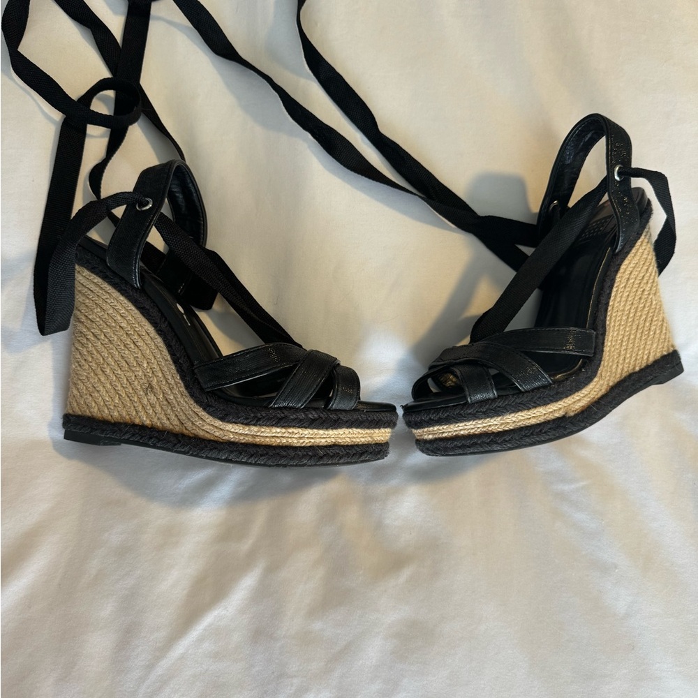 Black Wedge Sandals